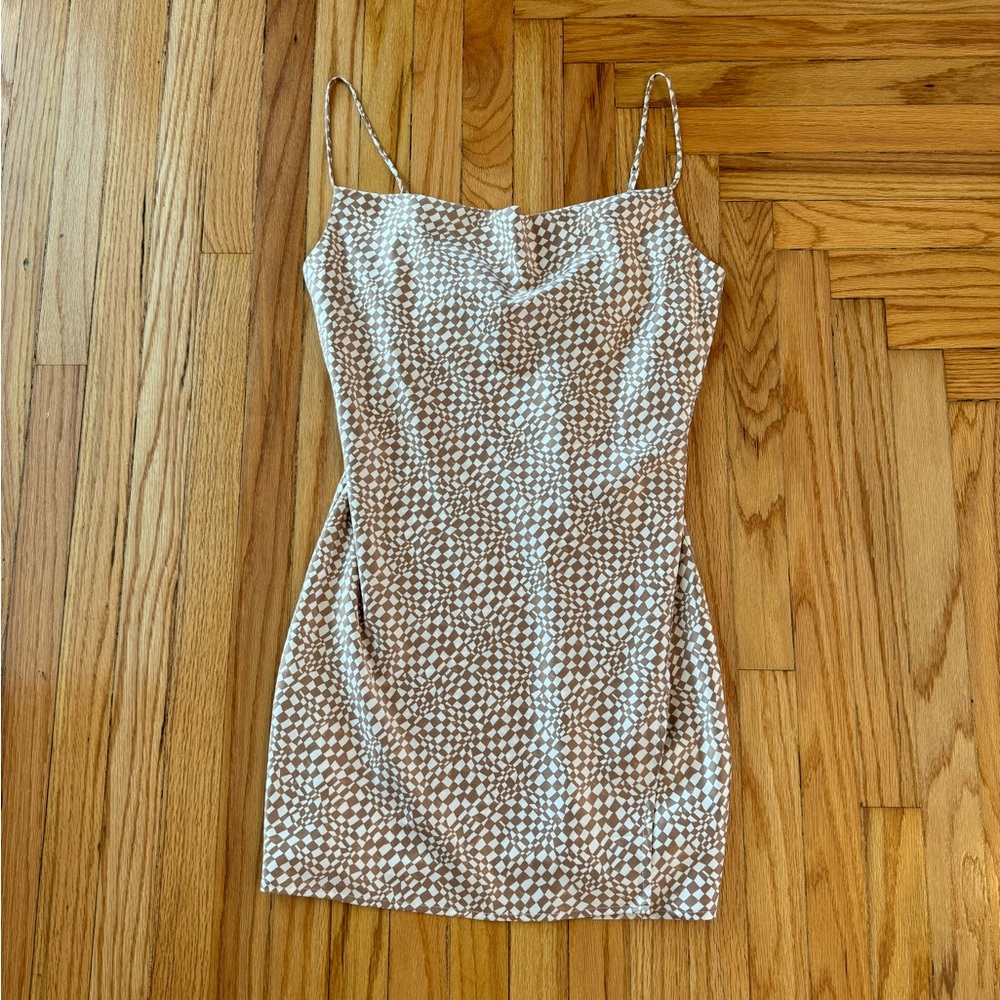 NWT Dynamite Cream and Brown Slip Mini Dress
